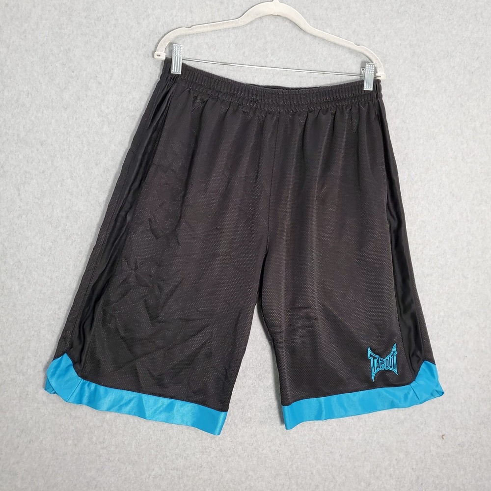 Tapout Men Shorts Large Black Y2K Pockets Logo High Rise 11" Inseam READ